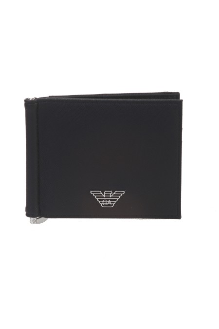 Shop EMPORIO ARMANI  Portafoglio: Emporio Armani compact wallet in regenerated saffiano leather with ASV eagle plate.
Dimensions: 11 x 9 x 1 cm.
Regenerated skin
Saffiano.
Card holder compartments.
Transparent window.
Money clip.
Eagle plaque.
Composition: 53% Polyamide, 47% Polyester.
Made in China.. Y4R502 Y138E -81072